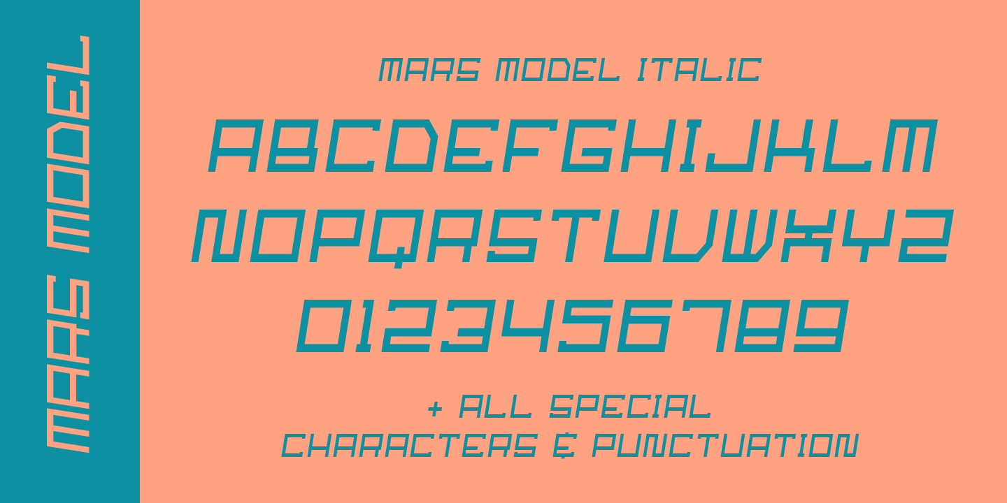 Пример шрифта Mars Model Italic